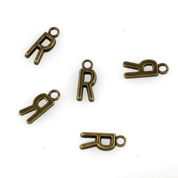 500pcs Alphabet R jewelry bracelet metal Charm Bead 16 X 6mm