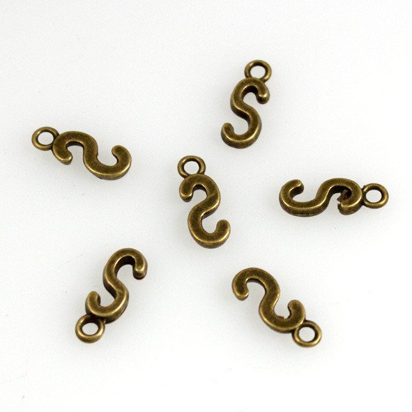 500pcs Alphabet S jewelry bracelet metal Charm Bead 16 X 6mm