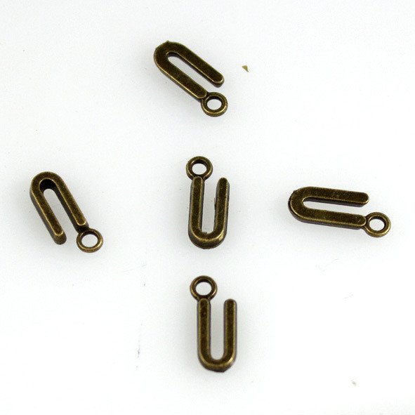 500pcs Alphabet U jewelry bracelet metal Charm Bead 16 X 6mm