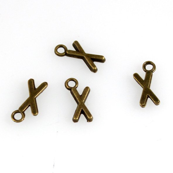 500pcs Alphabet X jewelry bracelet metal Charm Bead 16 X 6mm