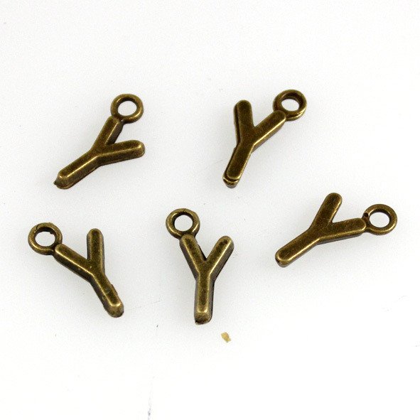 500pcs Alphabet Y jewelry bracelet metal Charm Bead 16 X 6mm