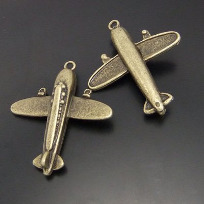 60pcs 3D Airplane jewelry bracelet metal Charm Bead 38 X 38m