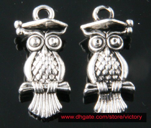 500pcs Owl jewelry bracelet metal Charm Bead 22 X 10mm