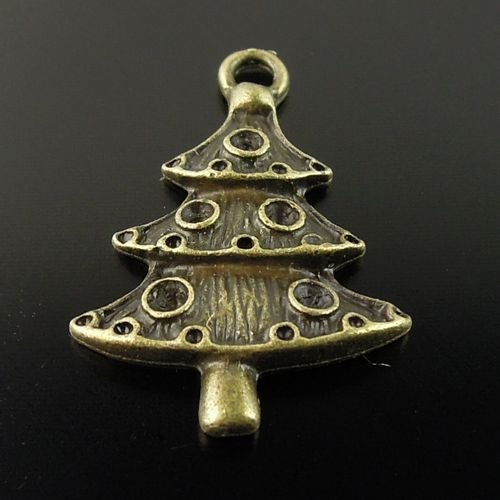 300XDollhouse Christmas Tree /jewelry Pendant metal alloy charm 26 x 18mm CM904