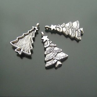200XDollhouse xmas Christmas Tree /jewelry Pendant metal alloy charm 28 x 25mm CM892