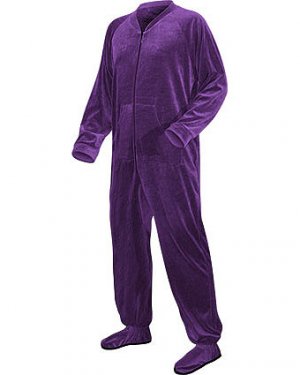 Purple Velvet Mens And Womens Footie Pajamas (5'4”-5'5”)