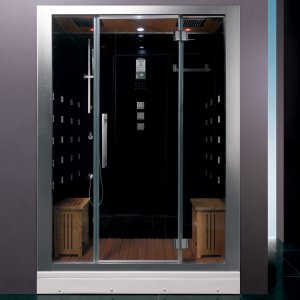 59" EAGO Platinum DZ972F8 Steam Shower Enclosure Unit (Black)