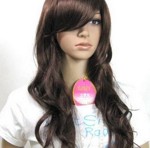 Woman long Dark Brown Cosplay Party Hair wigs WL40
