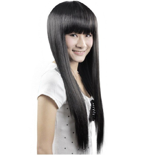 LONG BLACK STRAIGHT COSPLAY PARTY HAIR FULL WIGS WL53