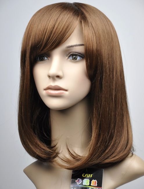 Woman Lady Light Brown Wave Cosplay Party Hair wig wigs WD26