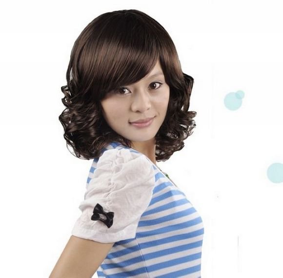Â Woman Lady Dark Brown Wave Cosplay Party Hair Full Wigs WD37