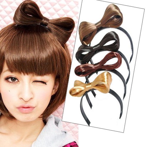 Girls Headband Hair Band Bowknot Butterfly Tie Wigs Extension PP10