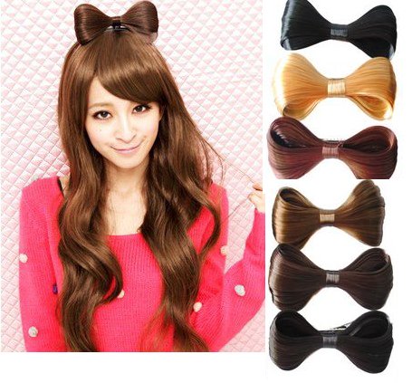 Girls Headband Hair Band Bowknot Butterfly Tie Hairpin Wigs Extension PP12