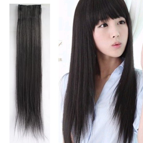 Girl's Clip On Straight Hairpiece Wig Hair Slice Wig Extensions PP16