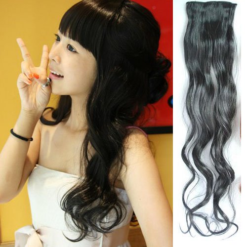 Girl's Clip On Wavy Hairpiece Wig Hair Slice Wig Extensions PP17