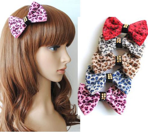 Girl's Lady Woman Headband Bowknot Butterfly Tie Hairpin Leopard PP31