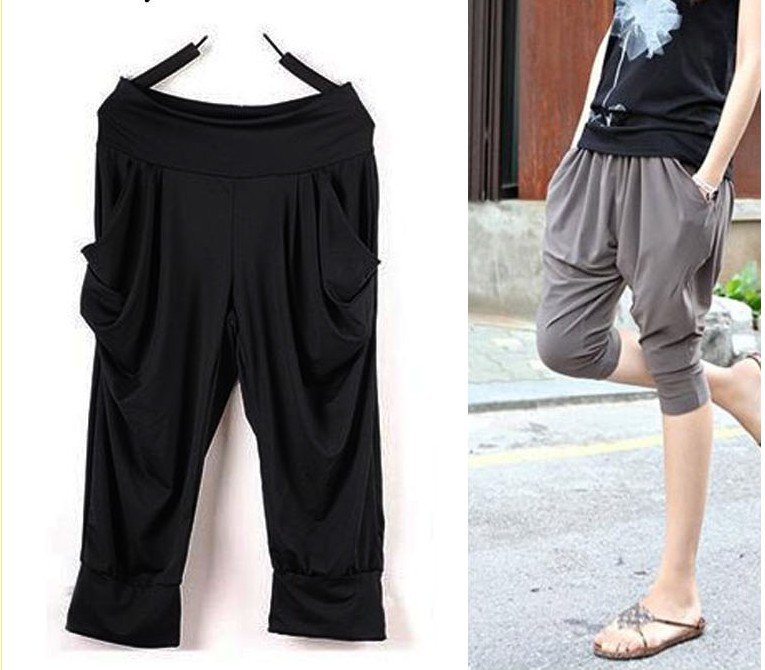 Girl's Ice Silk Stretch Harem Pants Cropped Trousers Leggings T01
