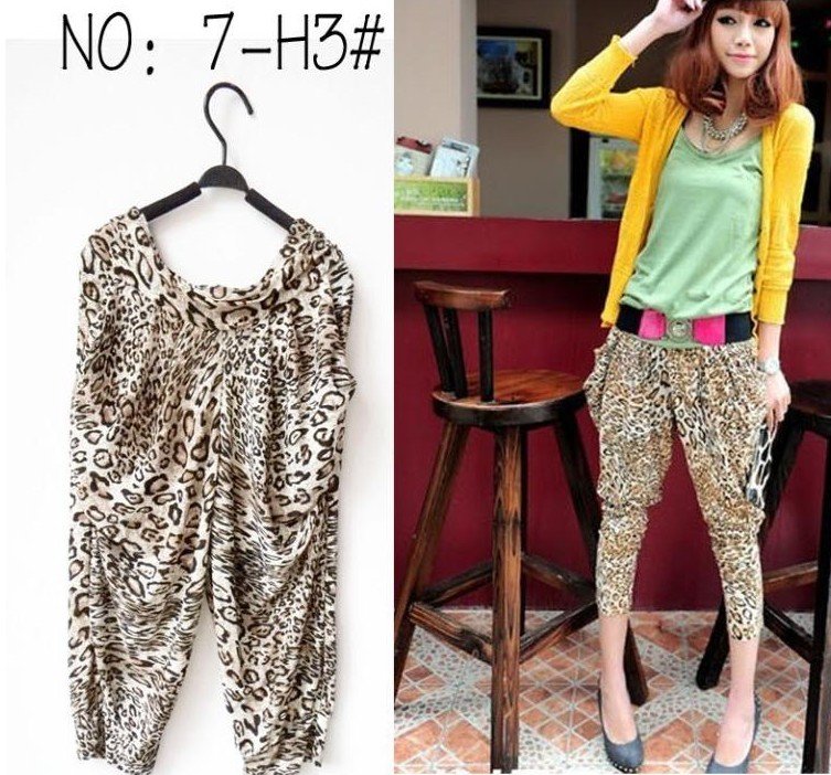 Lady Woman Harlan Leopard Render Pants Ice Silk Trousers Leggings T11