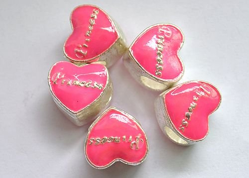 5pcs Heart Spacer Charm Beads Fits Bracelet Chain P165