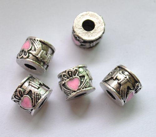 5pcs Silver Plated With Charm Beads Fits Bracelet Chain P169