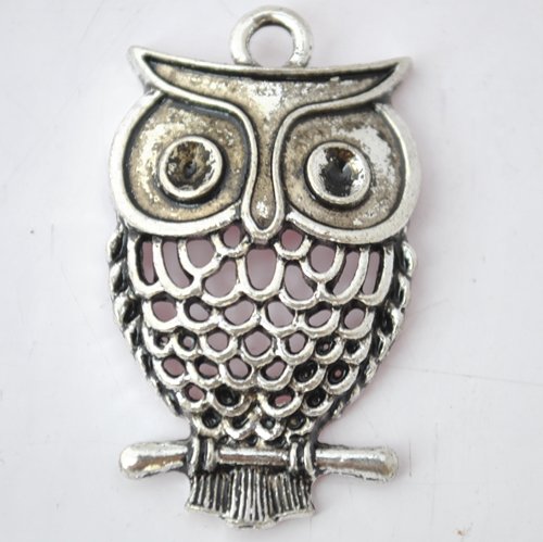 5pcs Silver Alloy Owl Beads Charm Pendants Fits Bracelet P180