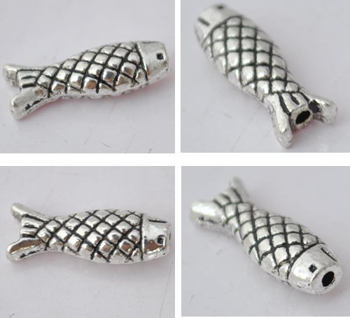 30pcs Silver Alloy Fish Beads Charm Fits Bracelet P184