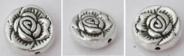 20Pcs Silver Alloy Flower Beads Charm Fits Bracelet P190
