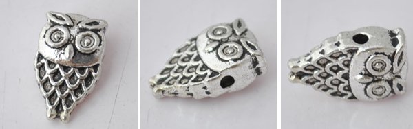 10Pcs Silver Alloy Owl Beads Charm Fits Bracelet P195