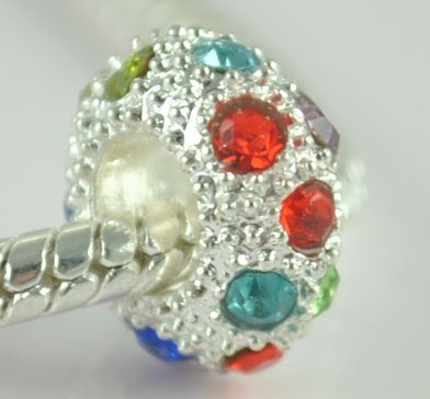 5PCS Rhinestone Beads Charm Fits Bracelet P197