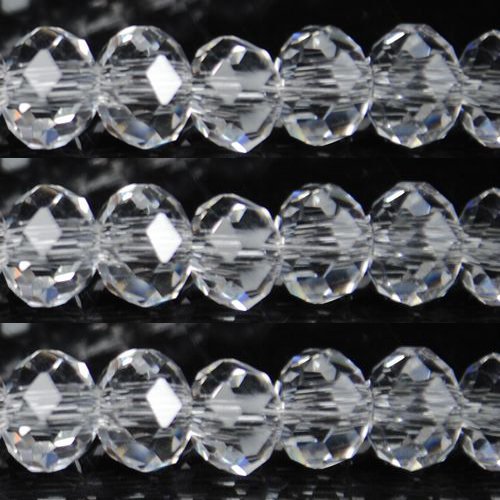 100pcs Faceted Glass Crystal White Beads 6mm Fits Bracelet C09