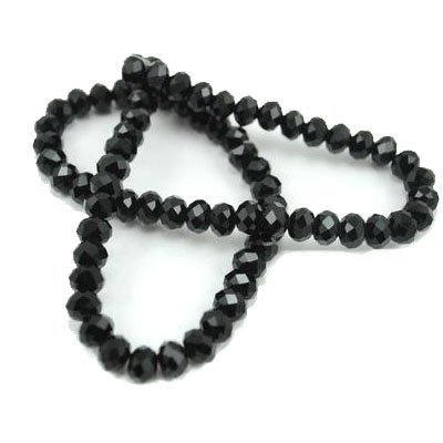 72pcs Faceted Glass Crystal Black Beads 8mm Fits Bracelet C12