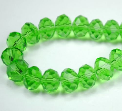 72pcs Faceted Glass Crystal Green Beads 8mm Fits Bracelet C17