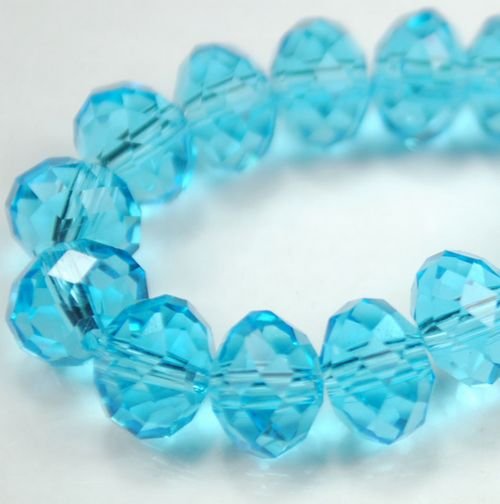 72pcs Faceted Glass Crystal Aqua Beads 8mm Fits Bracelet C21