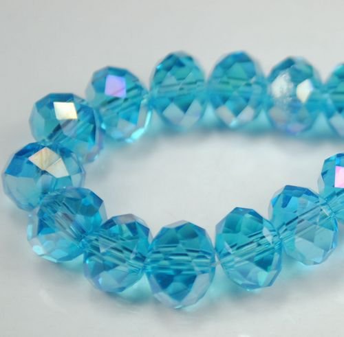 72pcs Faceted Glass Crystal Sapphire AB Beads 8mm Fits Bracelet C26