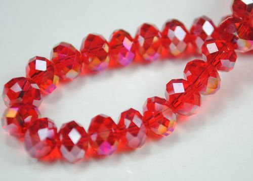 72pcs Faceted Glass Crystal Red AB Beads 8mm Fits Bracelet C27