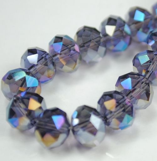 72pcs Faceted Glass Crystal Purple AB Beads 8mm Fits Bracelet C28