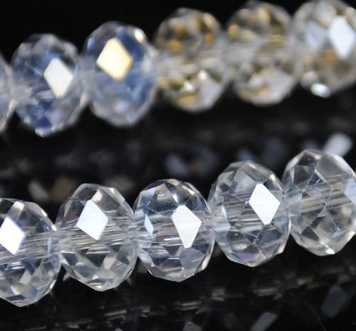 72pcs Faceted Glass Crystal White AB Beads 8mm Fits Bracelet C30