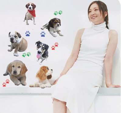 Removable Wall Stickers Art Deco Decal Sticker Lovely Dogs WB29Â