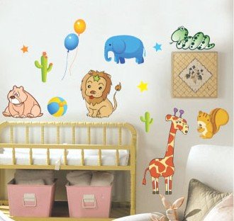 Removable Wall Art Deco Decal Stickers Animals For Kids WB32