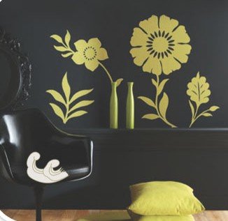 Removable Wall Art Deco Decal Stickers Green Flowers WB35
