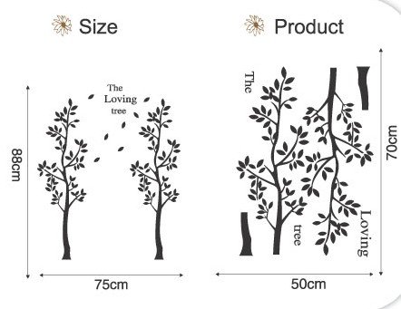 DIY Removable Wall Art Deco Decal Stickers Loving Trees WB50