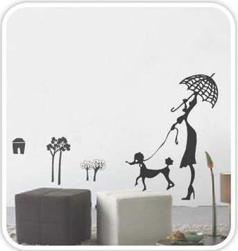 DIY Removable Wall Art Deco Decal Stickers Lady&Dog WB53Â