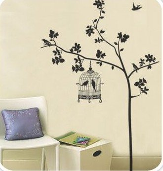 DIY Removable Wall Art Deco Decal Stickers Tree&Birdcage WB59Â