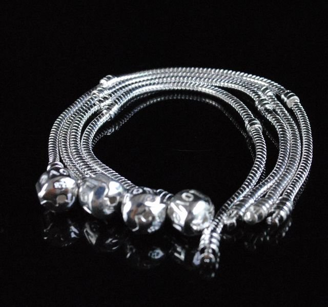 5pcs Bracelets Snake Chain Charms Fits Beads 22cm