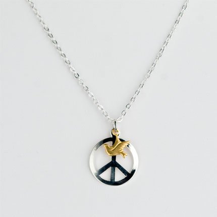 Ofina Sterlingplated Peace with Dove Necklace