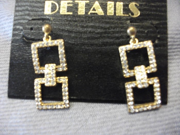 Gold Drop Earrings with Rhinestone Detail