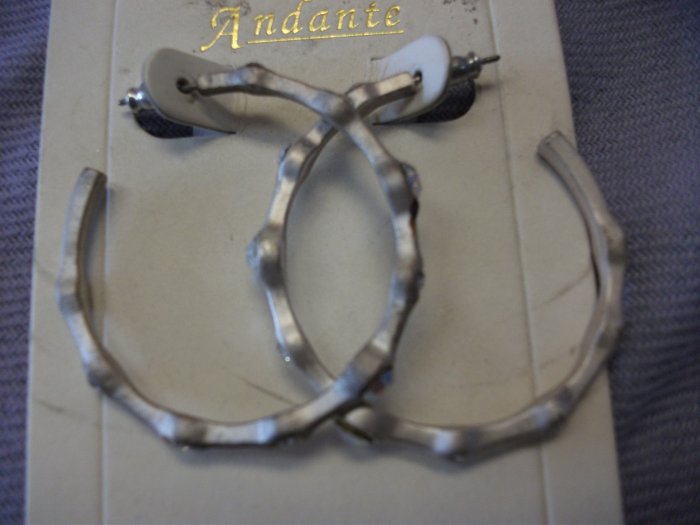 Silver Hoops with Rhinestones