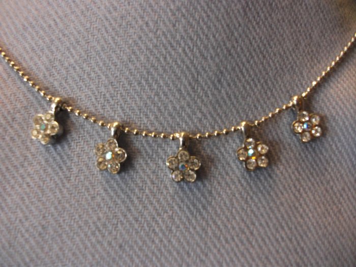 Small Flower Rhinestone Necklace