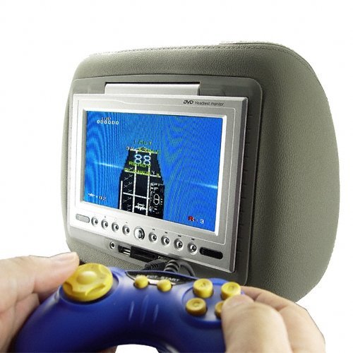 7 Inch LCD Car Headrest DVD Player + FM Transmitter -Pair -Grey New