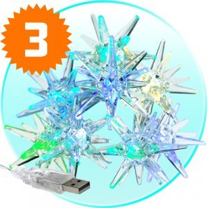 Crystal Sparkling Stars - Holiday Color Lights x3 New